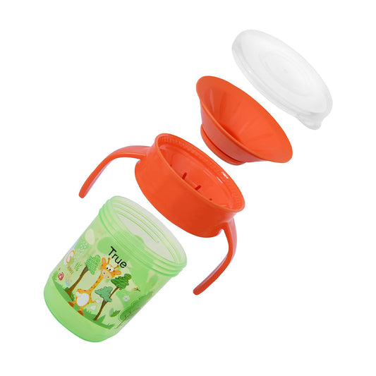 True 360° Training Cup with Handles & Lid – Green (300ml)