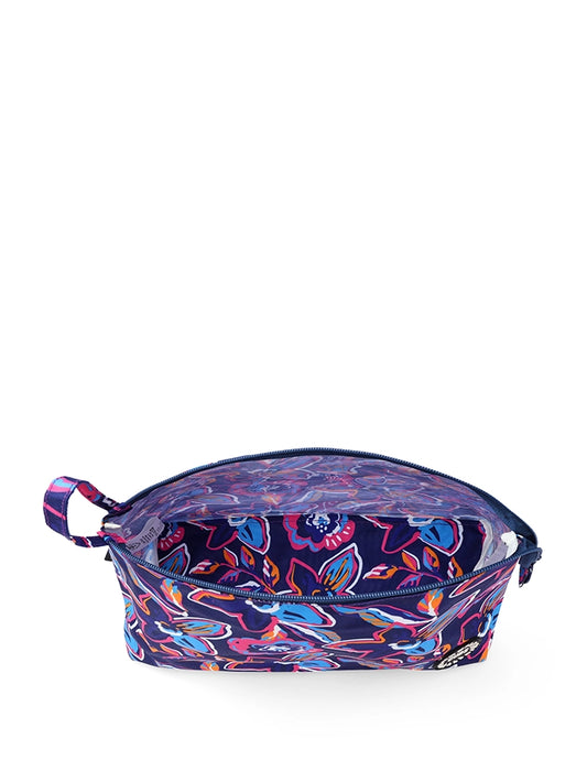 Navy Flowers Large Pouch