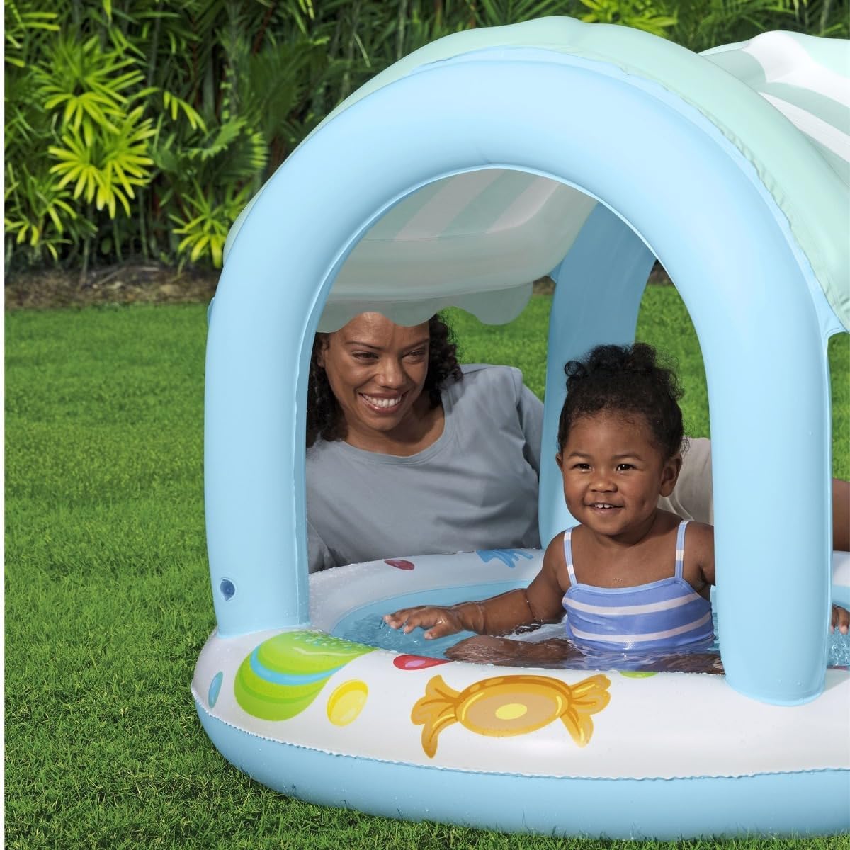 Bestway 41" x H33"/1.04m x H84cm Sweet Shoppe Shaded Kiddie Pool