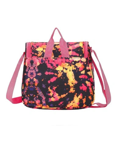 Cross Body Lunch Bag – Deep Black / Fuchsia Tie Dye
