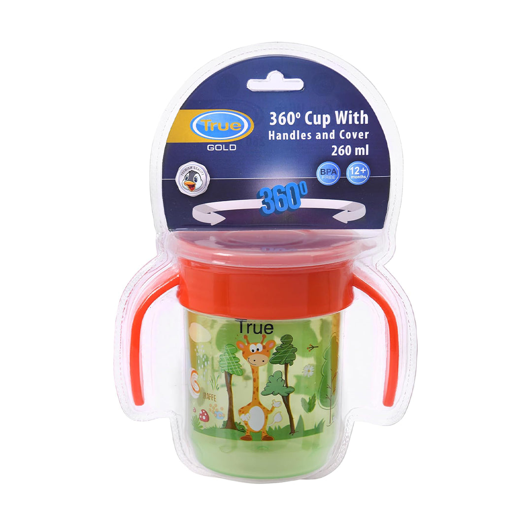 True 360° Training Cup with Handles & Lid – Green (300ml)