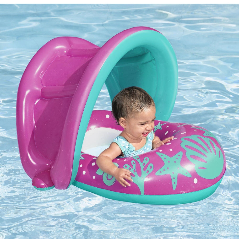 Bestway® Splash Star™ Inflatable Shaded Baby Boat Float - 74 cm x 74 cm