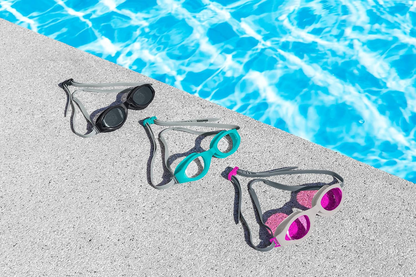 Bestway 3 Pack Adult Swim Goggles, Swimming Goggles for Adults | UV Protection, No Leak Clear Vision, Accelera, Multiple Colours