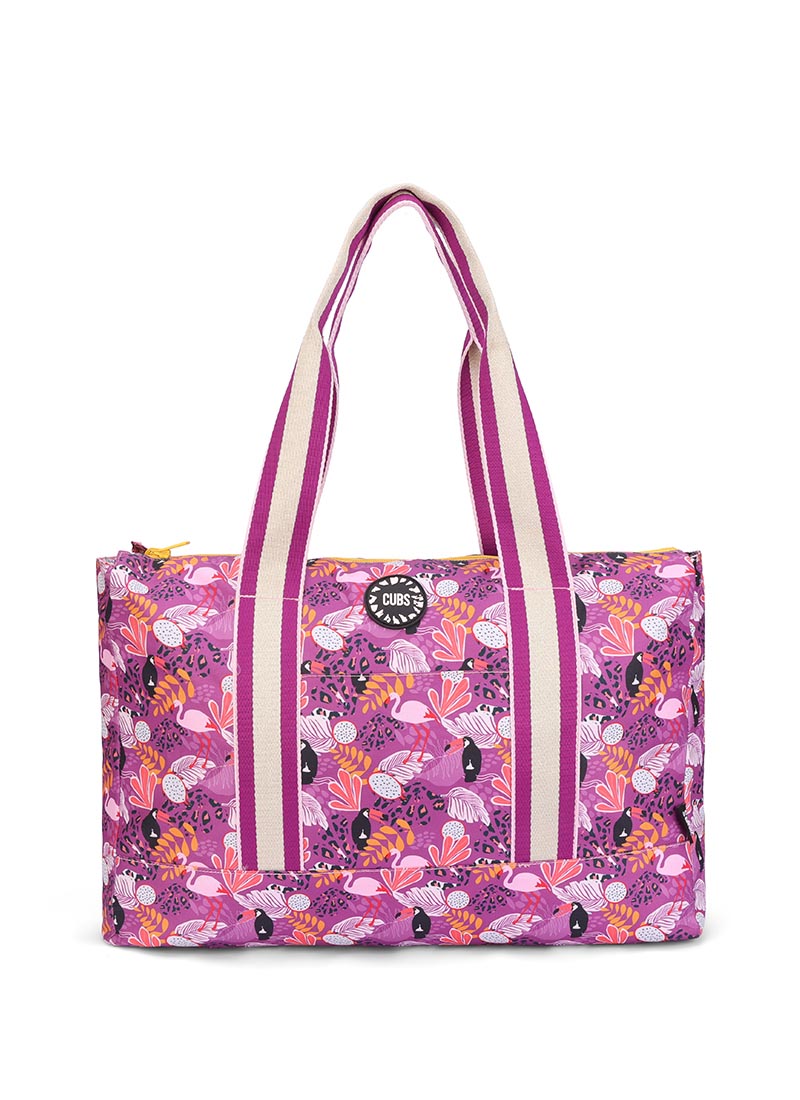 Lilac Pigon Forest and Pineapples Double Face Tote Bag