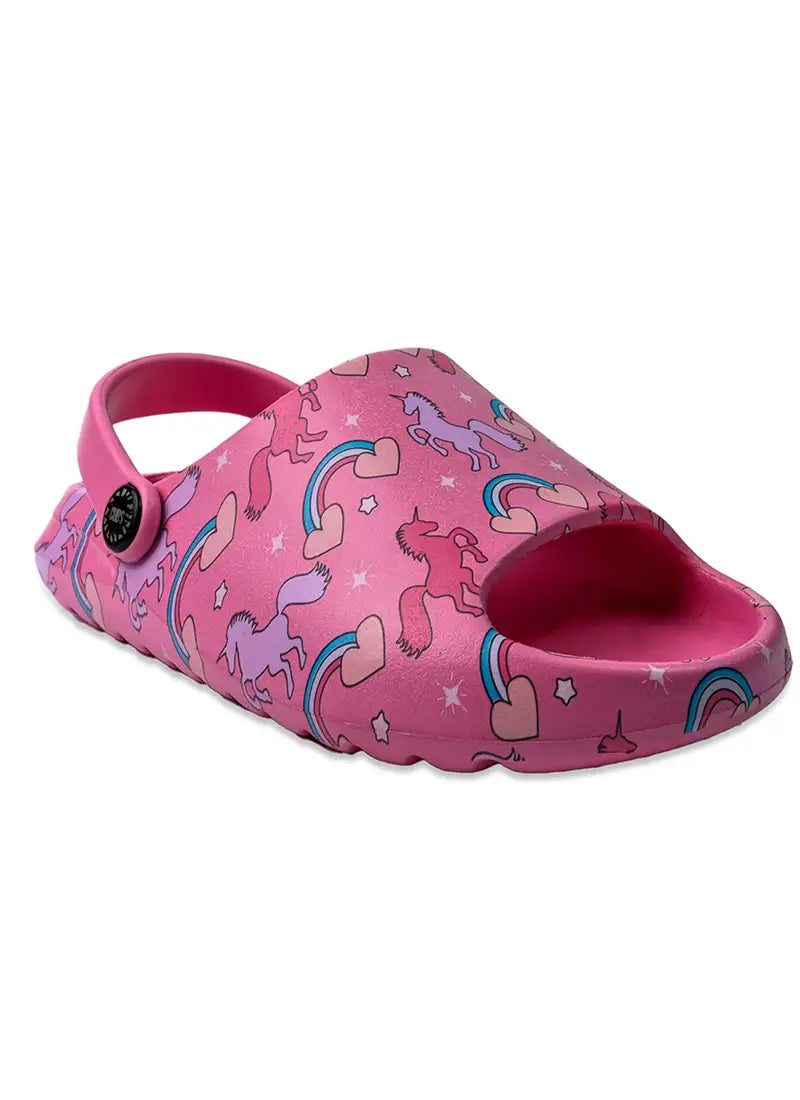 Open Toe Pink Unicorn & Rainbows