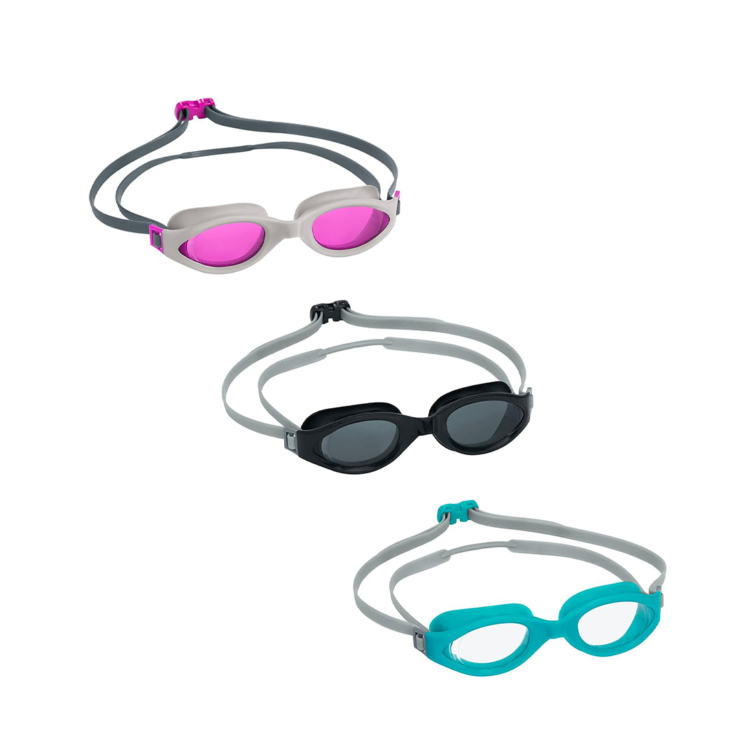 Bestway 3 Pack Adult Swim Goggles, Swimming Goggles for Adults | UV Protection, No Leak Clear Vision, Accelera, Multiple Colours