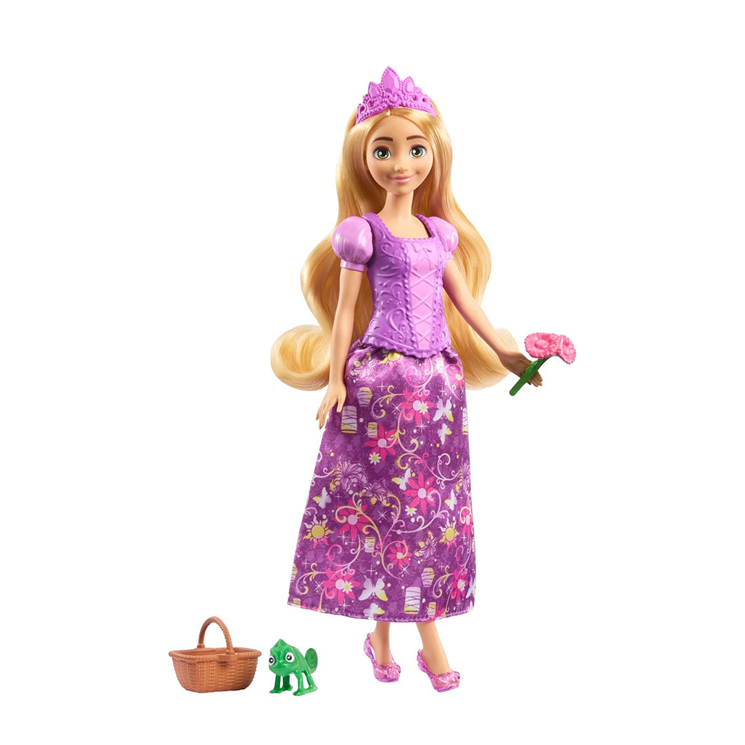 Mattel Disney Princess Toys, Rapunzel Fashion Doll with 2 Looks, 9 Accessories, 2 Snap-On Bodices & 2 Skirts, 2-in-1 Stories Inspired by Disney Tangled, JBG09