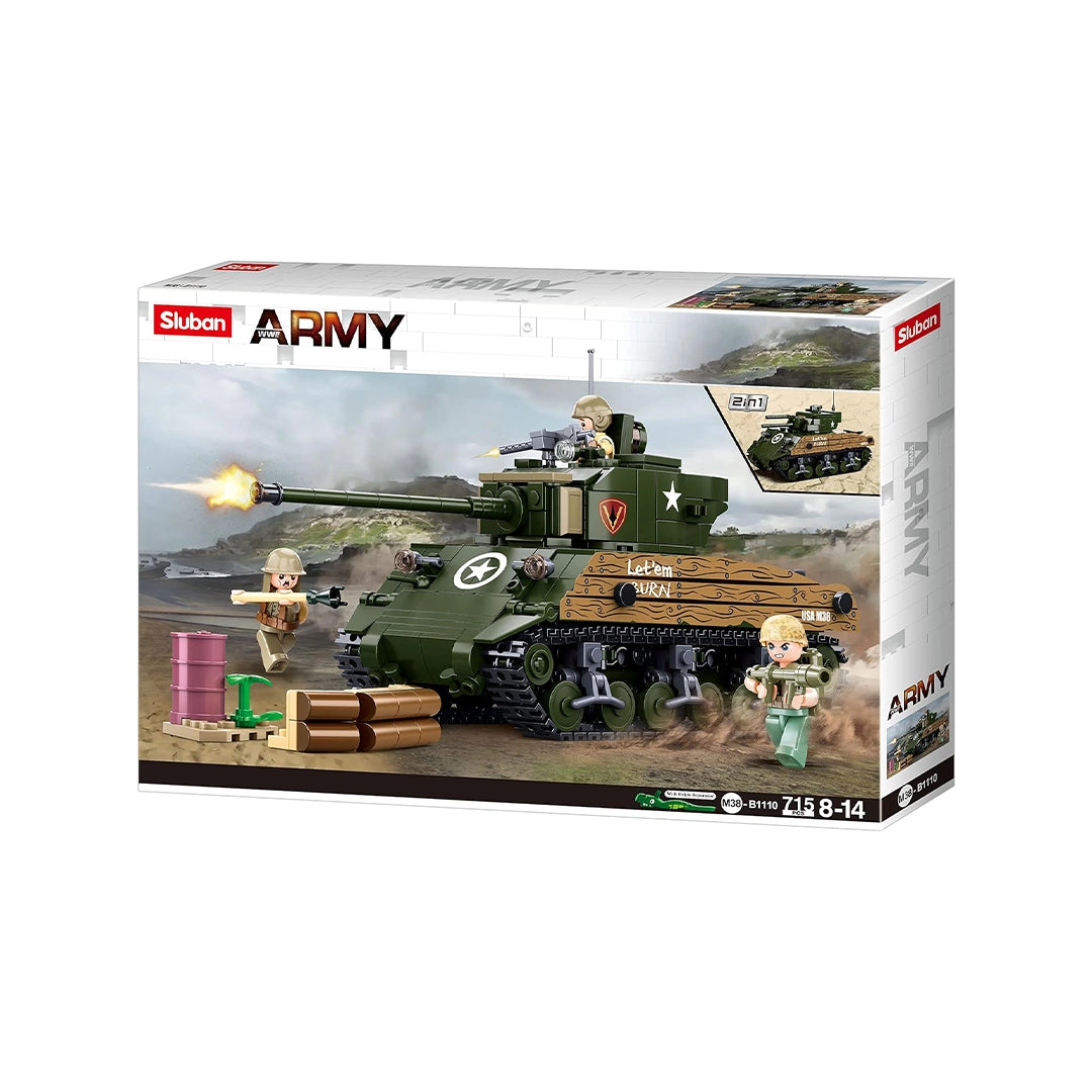 Sluban Klemmbausteine M38-B1110 WWII-M4A3 (76W) Medium Tank