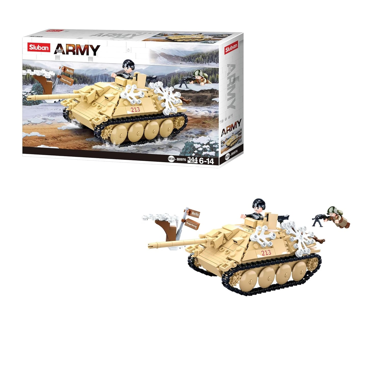 Sluban Army Battle of Budapest Tank Destroyer (344 Pcs) Building Blocks Kit for Boys Aged 6 Years and Above Creative Construction Set, Blocks Compatible with Other Leading Brands, BIS Certified.