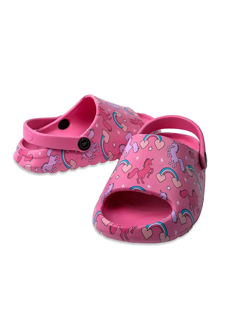 Open Toe Pink Unicorn & Rainbows