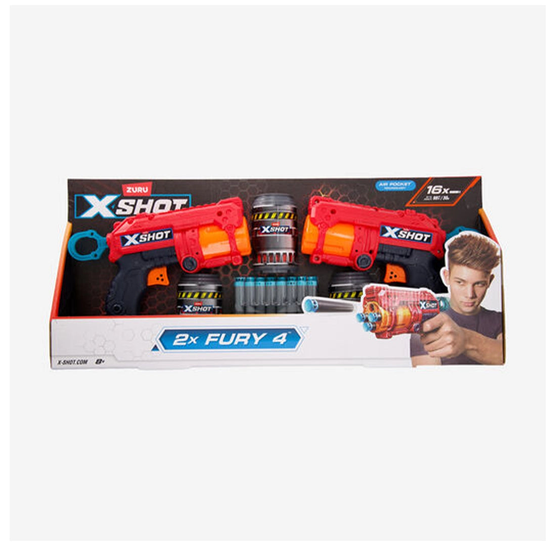 ZURU 2022-S002-X-SHOT- EXCEL-FURY 4 2PK (3Cans,16Darts)