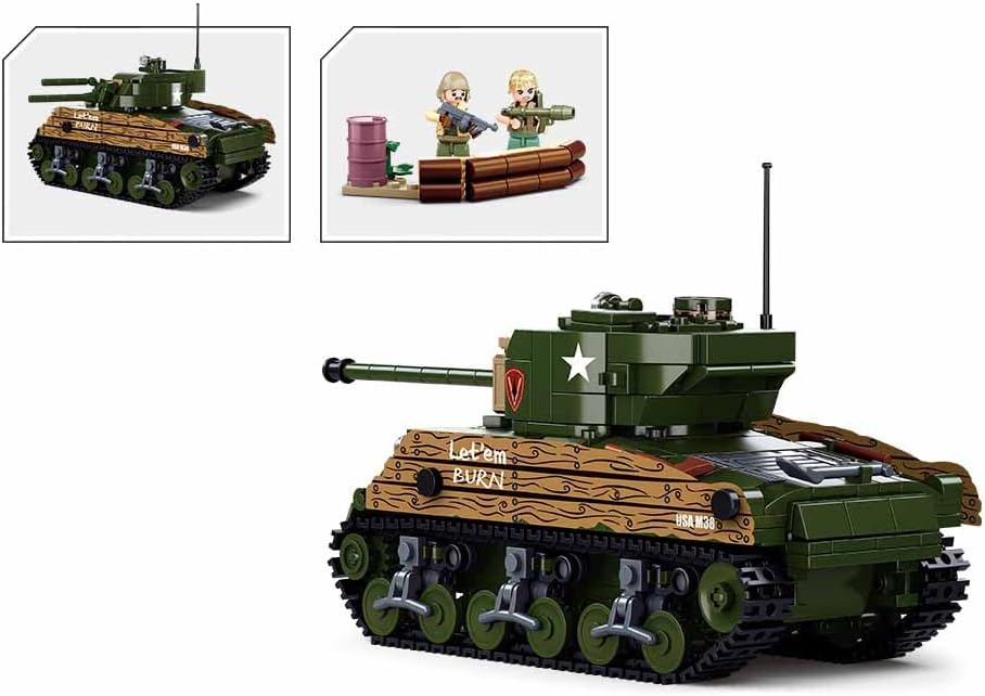Sluban Klemmbausteine M38-B1110 WWII-M4A3 (76W) Medium Tank