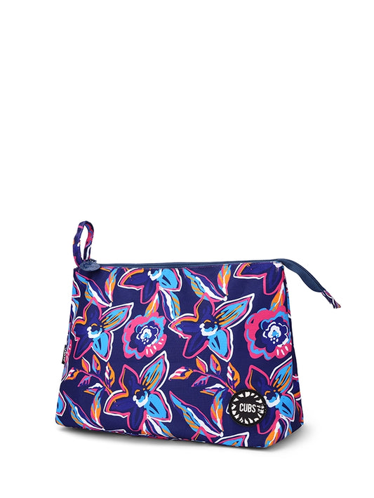 Navy Flowers Large Pouch