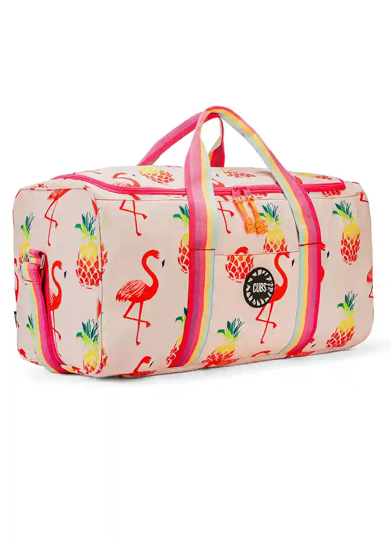 Peachy Flamingos Weekender Duffel Bag