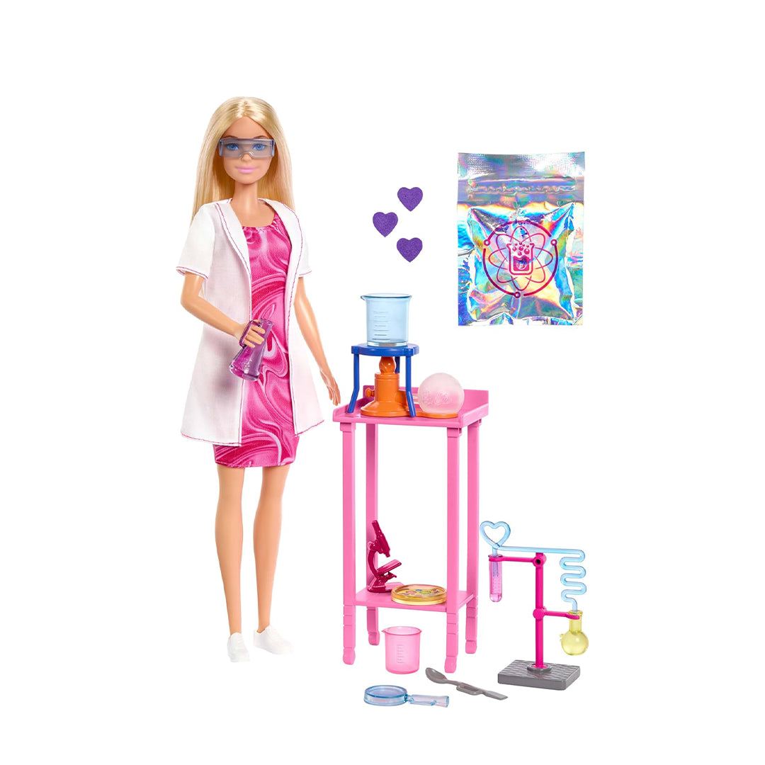 Barbie - JCR70 Scientist Doll and Accessories with Blonde Fashion Doll, Laboratory Table, Microscope, Colour Changing Beaker and Petri Dish