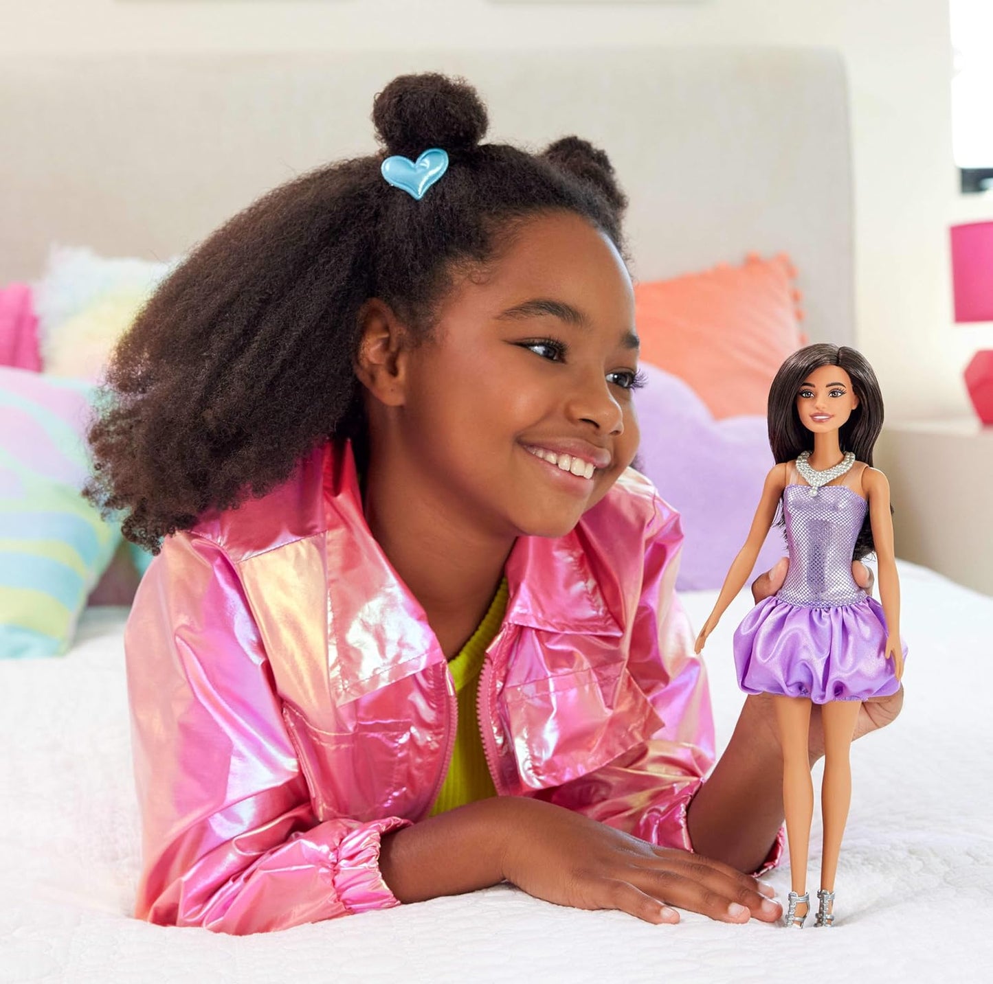 Barbie Fashionistas Doll Brown Hair with Sequined Purple Dress (HYT92)