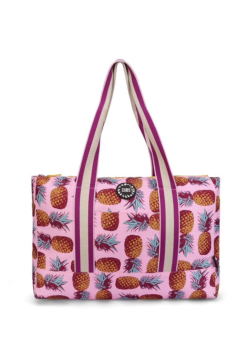 Lilac Pigon Forest and Pineapples Double Face Tote Bag