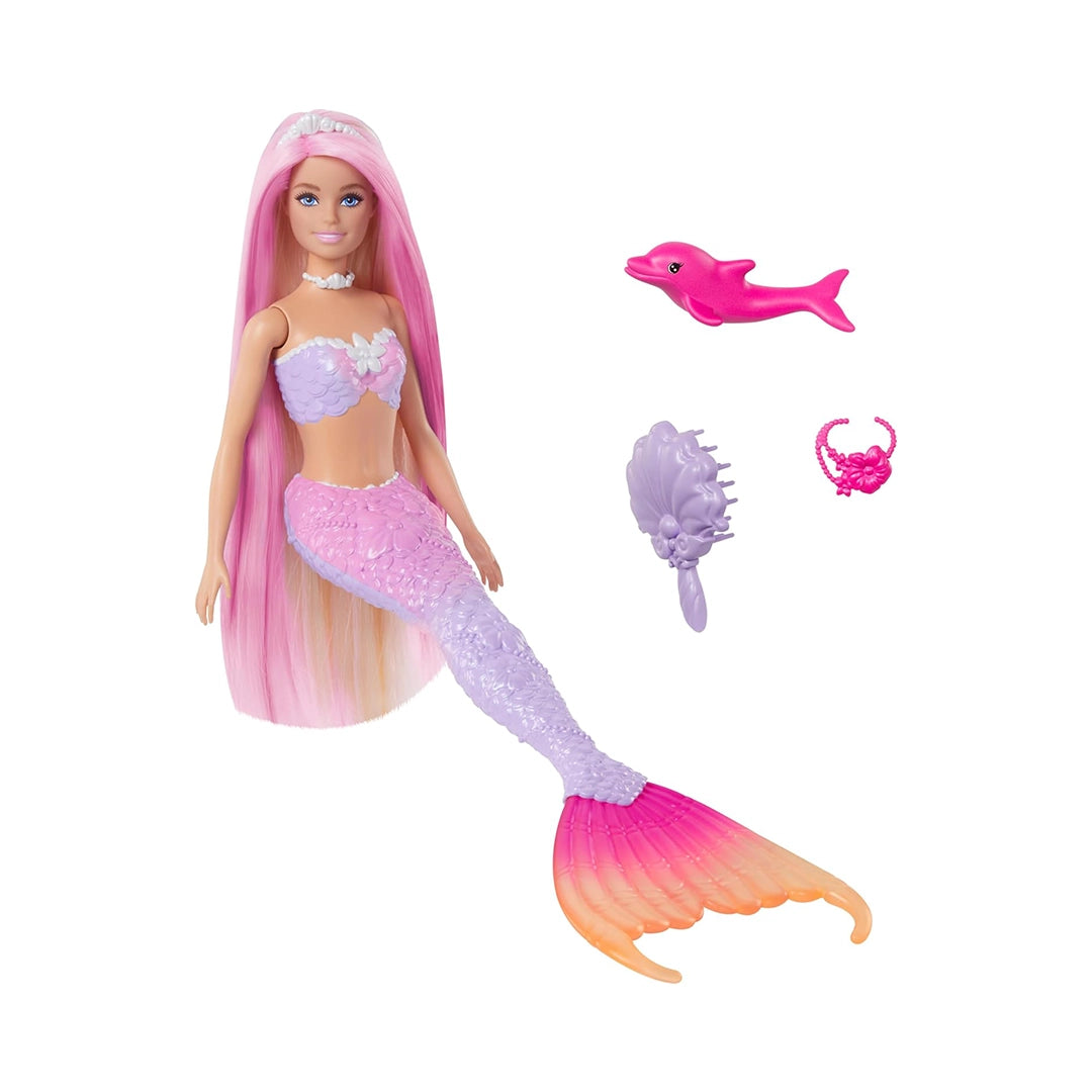 Barbie “Malibu” Mermaid Doll With Color Change Feature, Pet Dolphin And Accessories