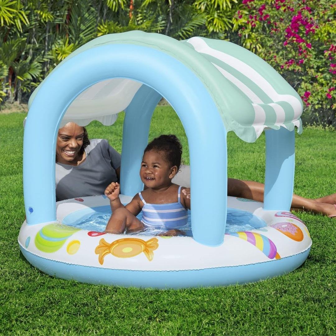 Bestway 41" x H33"/1.04m x H84cm Sweet Shoppe Shaded Kiddie Pool