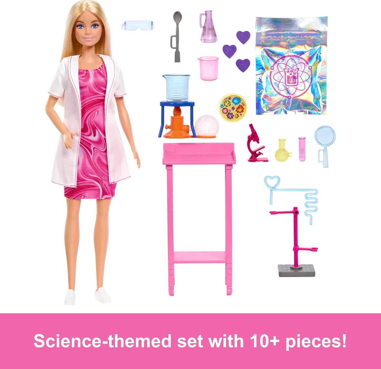Barbie - JCR70 Scientist Doll and Accessories with Blonde Fashion Doll, Laboratory Table, Microscope, Colour Changing Beaker and Petri Dish