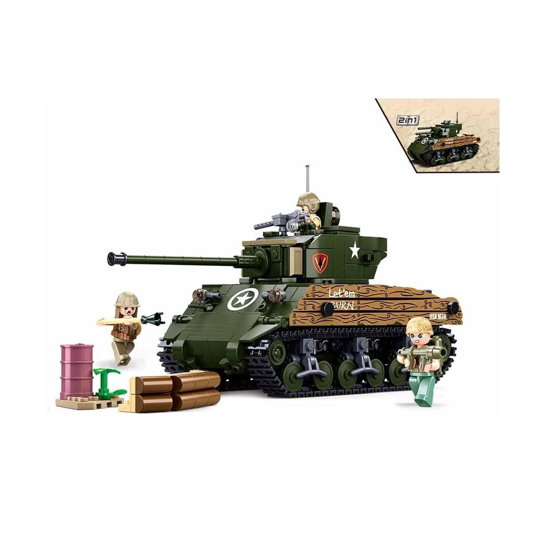 Sluban Klemmbausteine M38-B1110 WWII-M4A3 (76W) Medium Tank