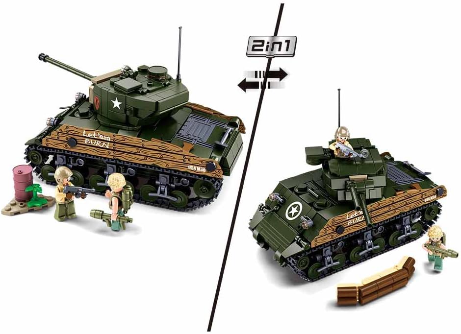 Sluban Klemmbausteine M38-B1110 WWII-M4A3 (76W) Medium Tank