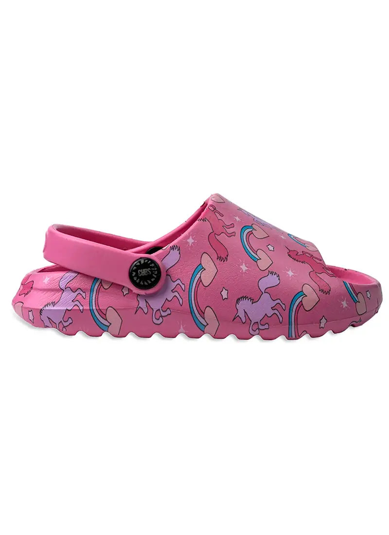 Open Toe Pink Unicorn & Rainbows