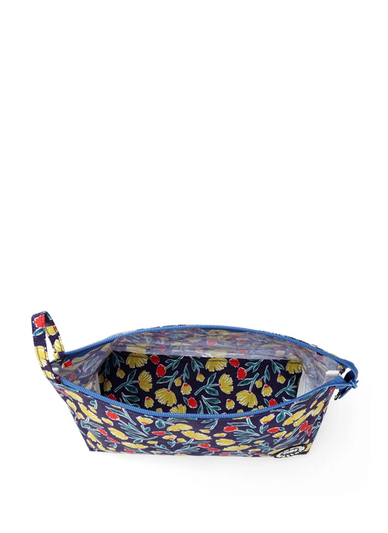Navy Garden Large Pouch