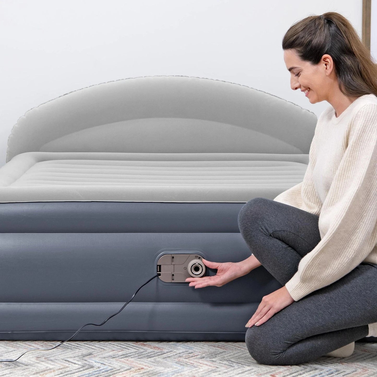 Bestway Tritech LoungeLux Headboard Queen Air Mattress Built-in Pump