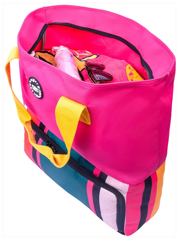 Fushia Stripes Tote/Cooler