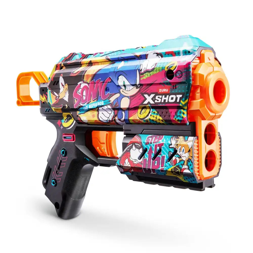 Zuru - X-Shot Skins Flux Sonic The Hedgehog Hyper Spike with 8 Soft Bullets - 36648D