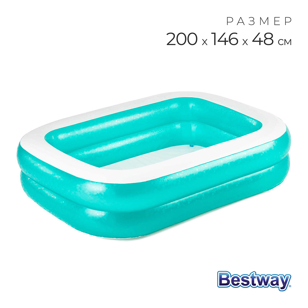Bestway 54005 Inflatable Rectangular Family Pool - 200 x 146 x 48 cm