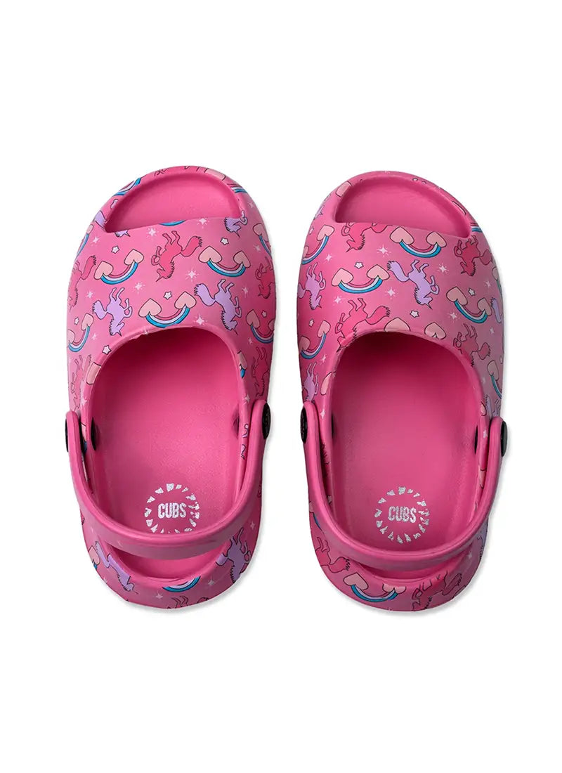 Open Toe Pink Unicorn & Rainbows
