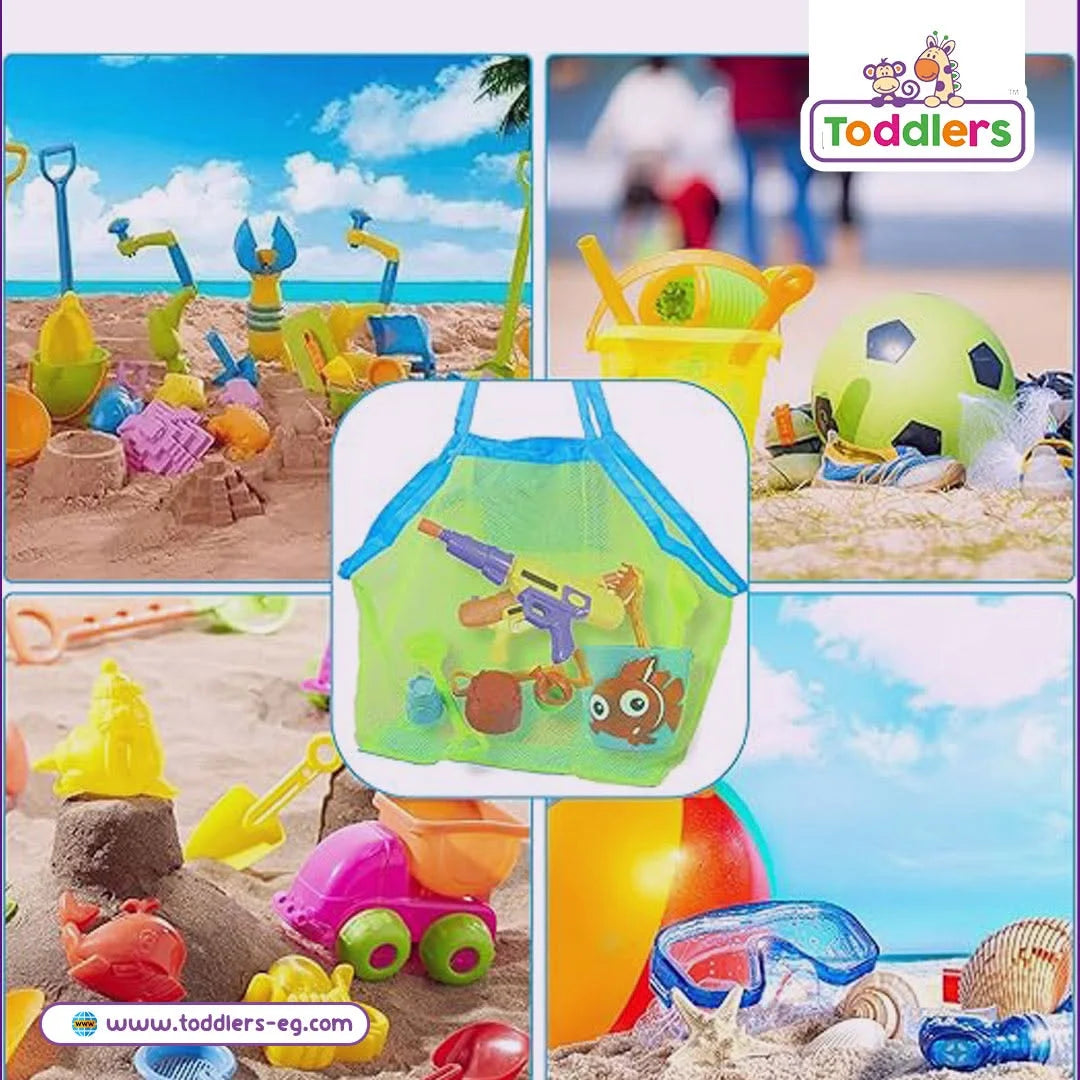 Beach Mesh Toy Storage Bag - Large Capacity Sand-Free Beach Tote