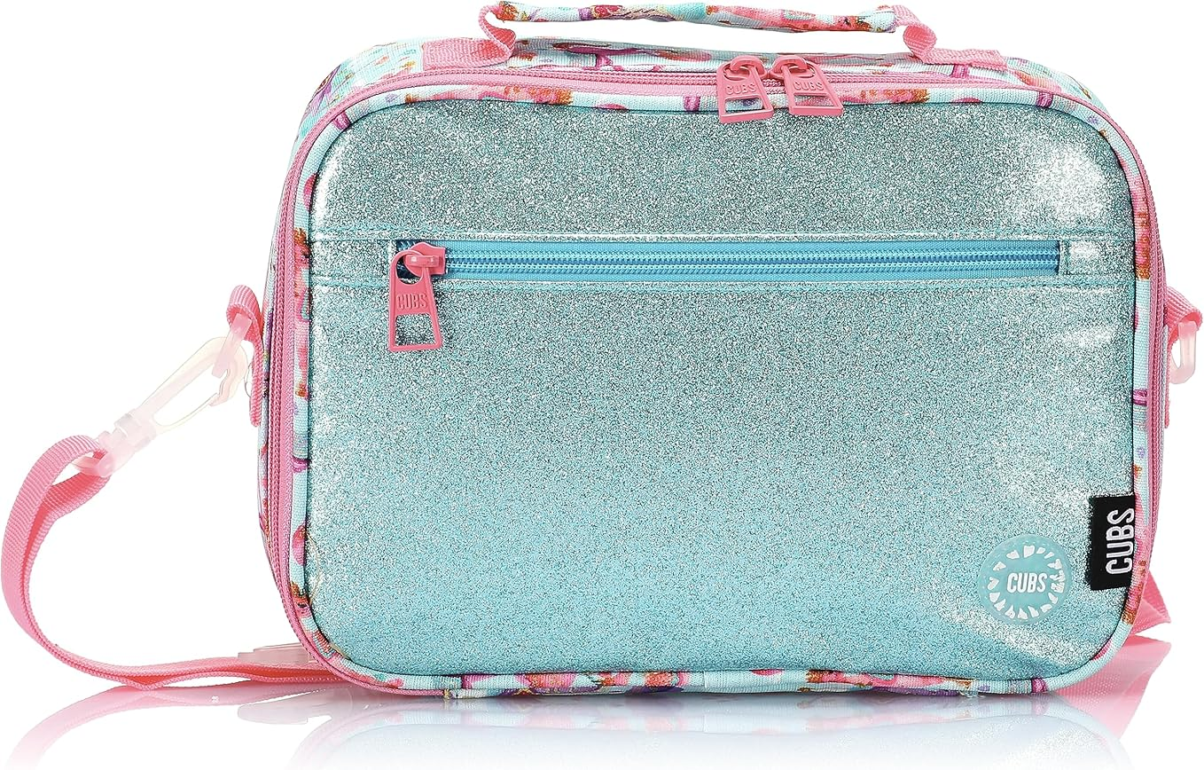 Shiny Fabric Baby Blue Lunch Bag