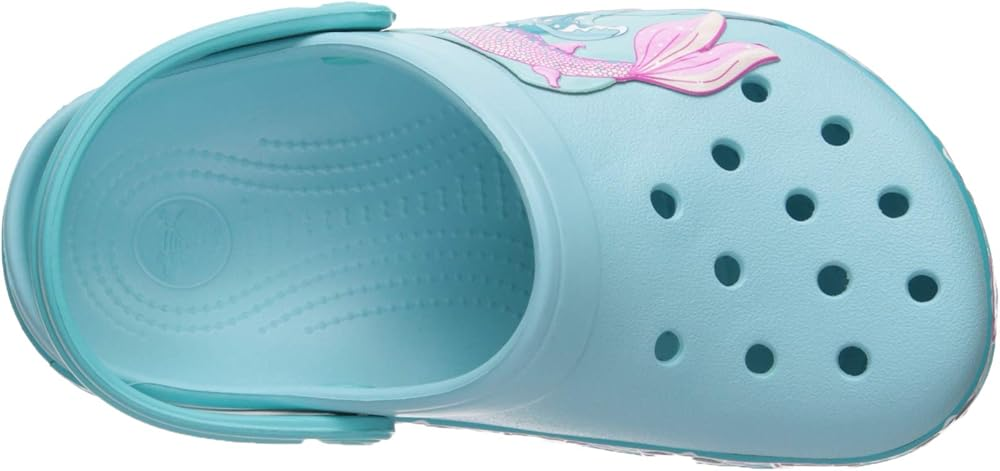Girls Rubber Crocs – Aqua with Mermaid Design