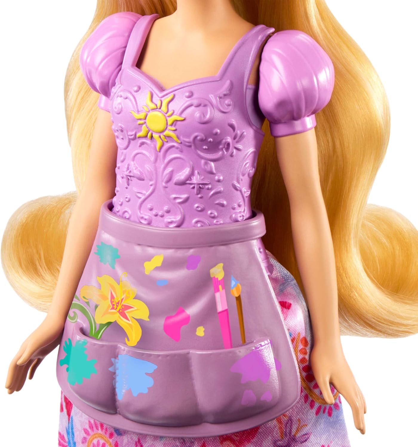 Mattel Disney Princess Toys, Rapunzel Fashion Doll with 2 Looks, 9 Accessories, 2 Snap-On Bodices & 2 Skirts, 2-in-1 Stories Inspired by Disney Tangled, JBG09