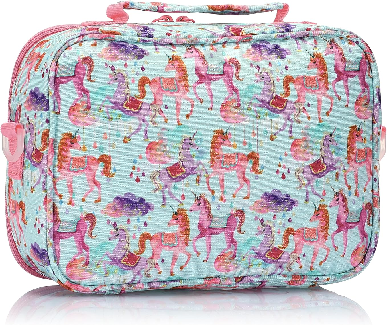 Shiny Fabric Baby Blue Lunch Bag
