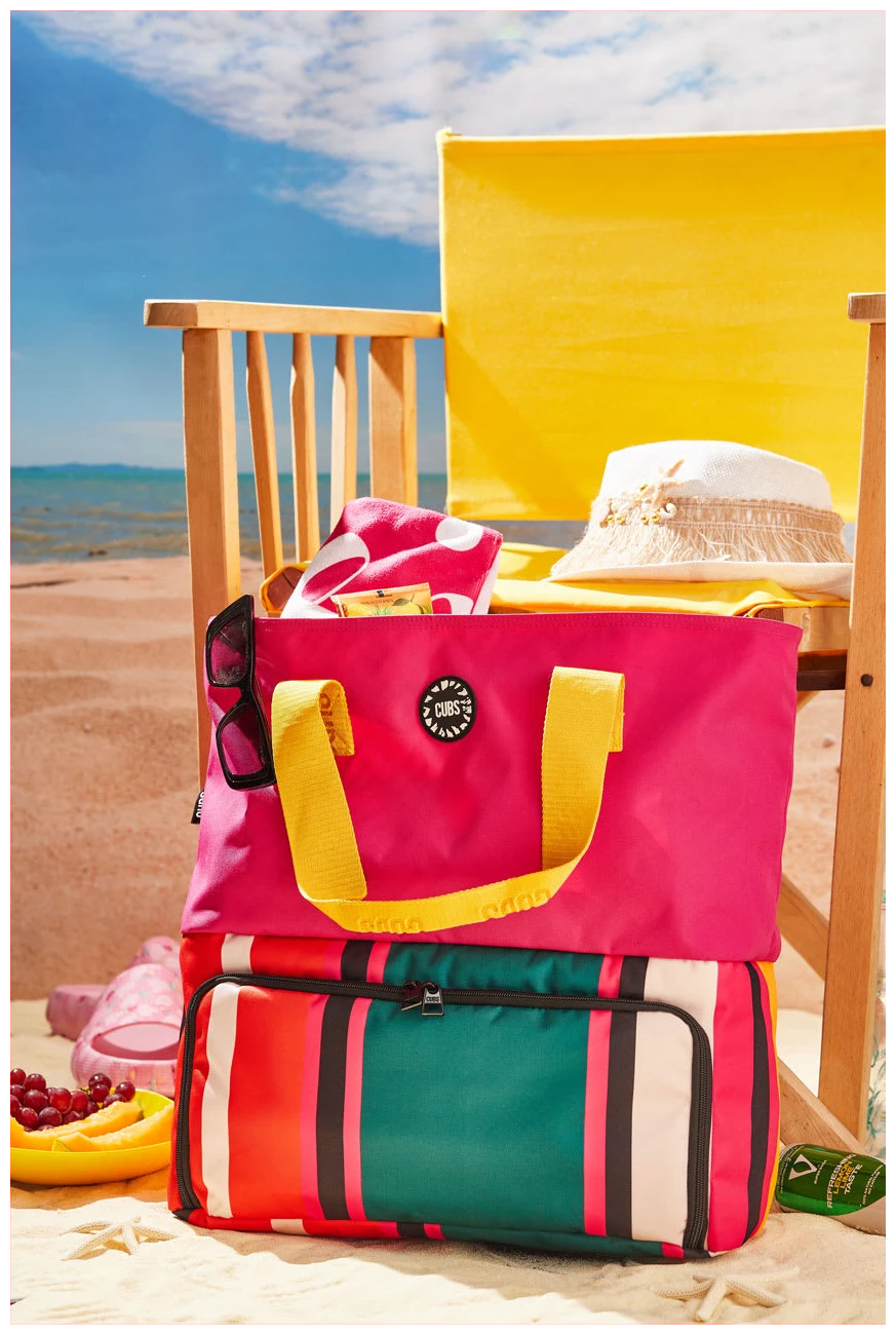 Fushia Stripes Tote/Cooler