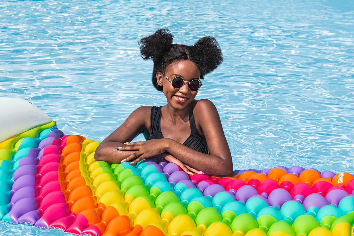Bestway 7'1" x 31.5"/2.16m x 80cm Rainbow Dreams Floating Mat