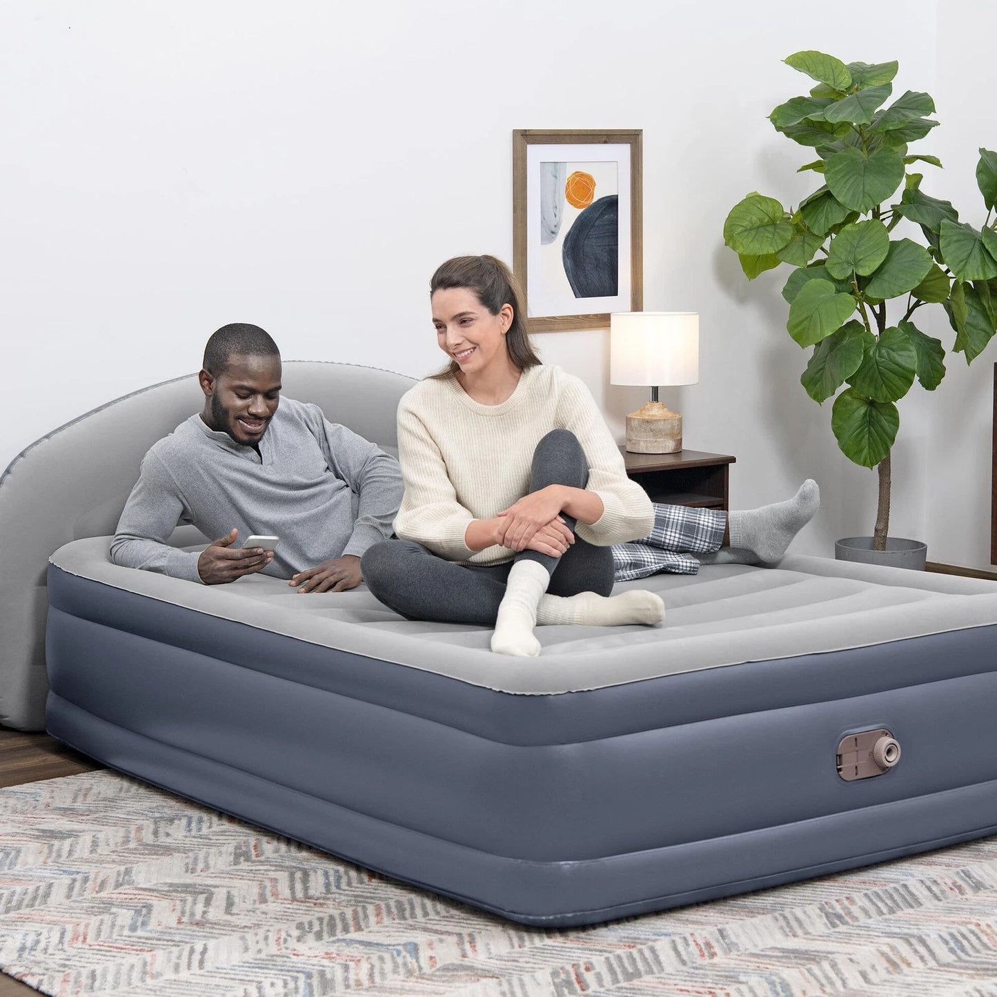 Bestway Tritech LoungeLux Headboard Queen Air Mattress Built-in Pump