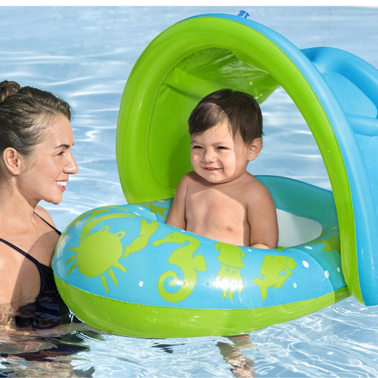 Bestway® Splash Star™ Inflatable Shaded Baby Boat Float - 74 cm x 74 cm