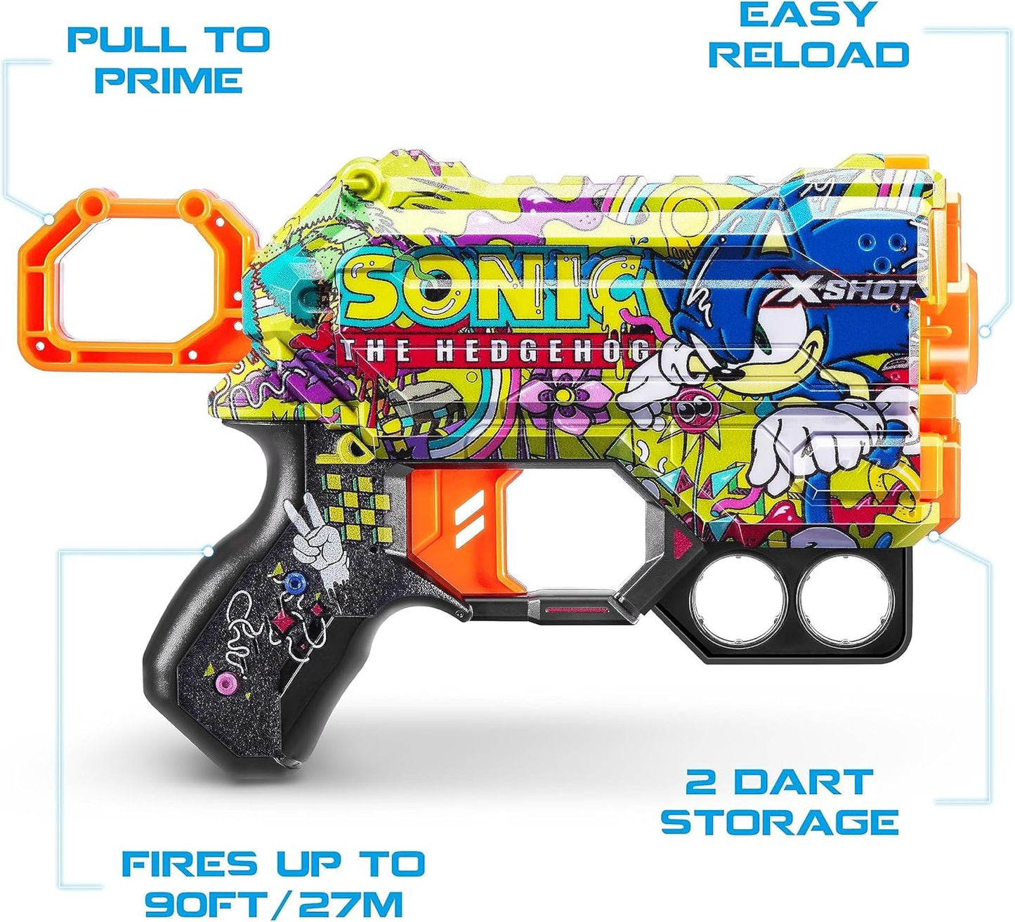 X-Shot Skins Menace Blaster - High-Performance Compact Blaster with Unique Design and Foam Darts